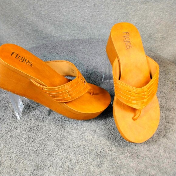Flojos Jess Womens Flip-Flop Tan Brown Size 7 Platform Wedge Thong sandals - Picture 1 of 11